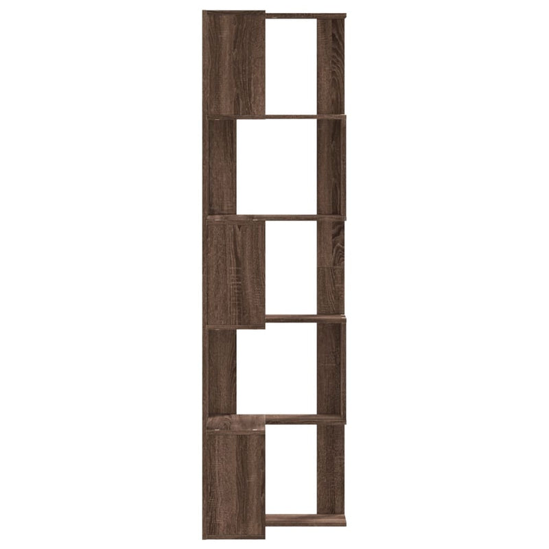 vidaXL 5 szintes barna tölgy szerelt fa sarok könyvespolc 50x50x179 cm