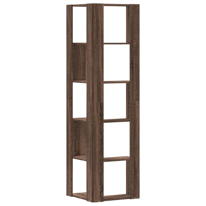 vidaXL 5 szintes barna tölgy szerelt fa sarok könyvespolc 50x50x179 cm