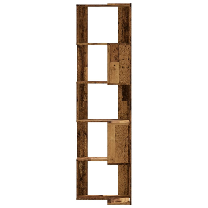 vidaXL 5 szintes antik fa szerelt fa sarok könyvespolc 50 x 50 x 179cm