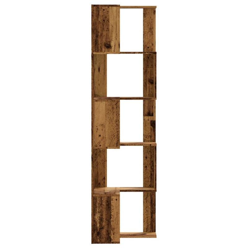 vidaXL 5 szintes antik fa szerelt fa sarok könyvespolc 50 x 50 x 179cm