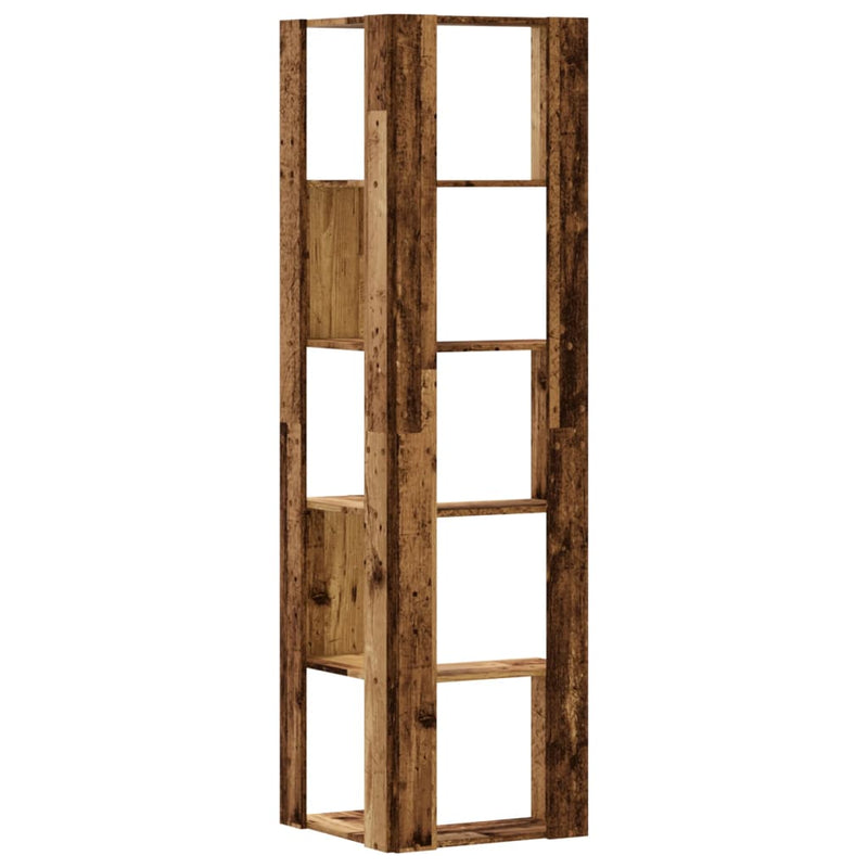 vidaXL 5 szintes antik fa szerelt fa sarok könyvespolc 50 x 50 x 179cm