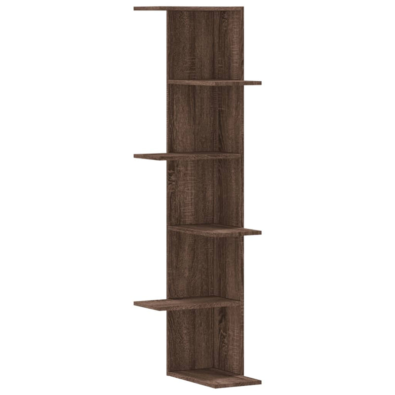 vidaXL barna tölgy színű szerelt fa fali sarokpolc 36,5 x 36,5 x 140cm