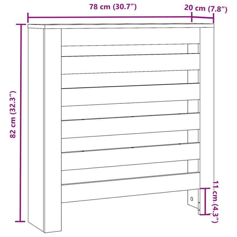 vidaXL antik fa színű szerelt fa radiátorburkolat 78 x 20 x 82 cm