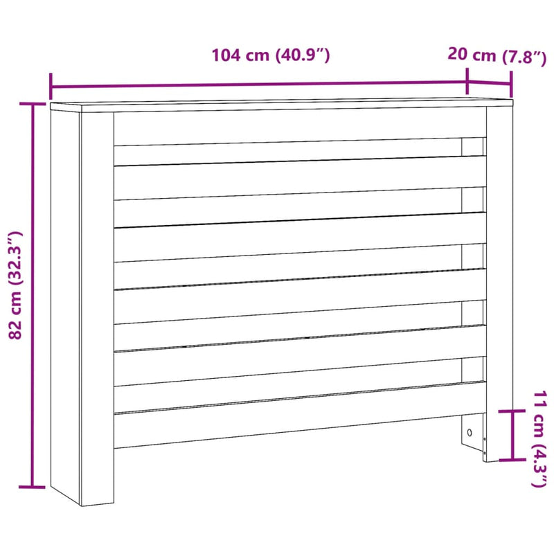 vidaXL betonszürke szerelt fa radiátorburkolat 104 x 20 x 82 cm