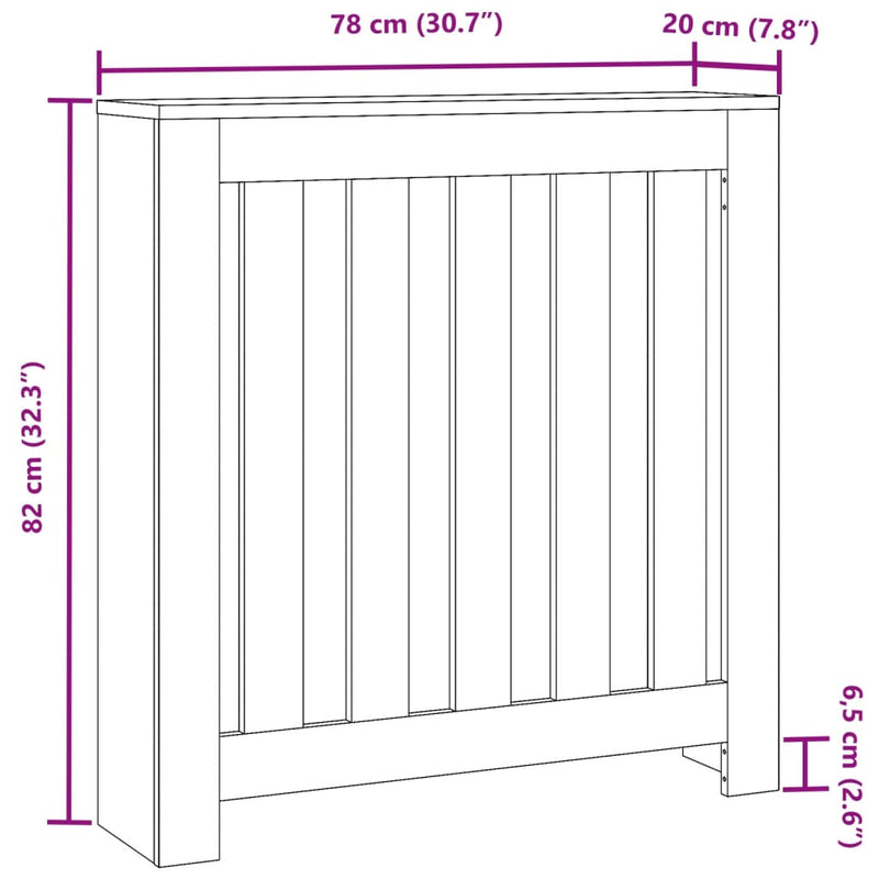 vidaXL szürke sonoma szerelt fa radiátorburkolat 78 x 20 x 82 cm