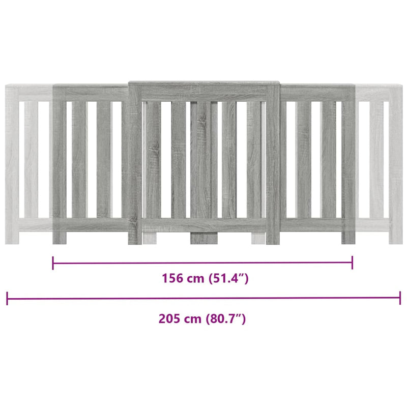 vidaXL szürke sonoma szerelt fa radiátorburkolat 205x21,5x83,5 cm