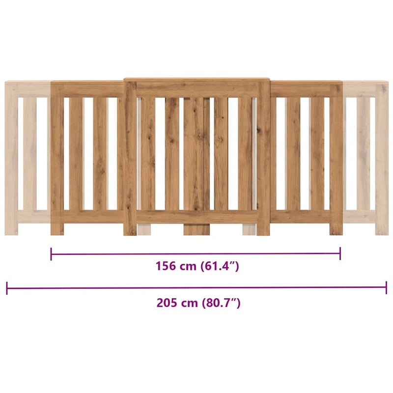 vidaXL kézműves tölgy szerelt fa radiátorburkolat 205 x 21,5 x 83,5 cm