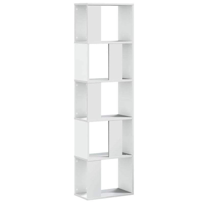 vidaXL 5 szintes fehér szerelt fa könyvespolc 45 x 23,5 x 162,5 cm