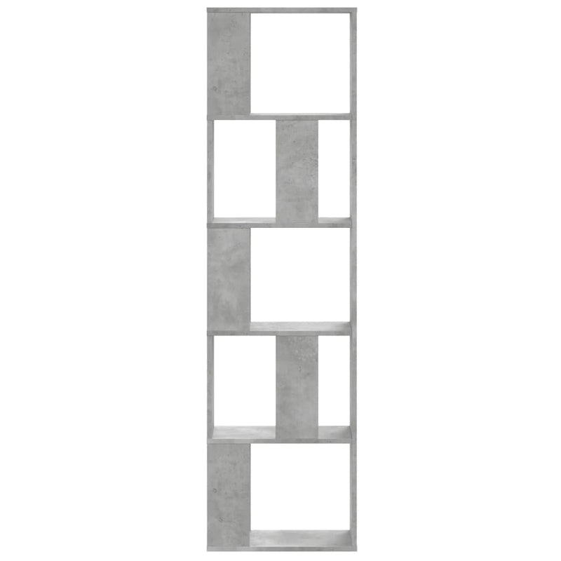 vidaXL 5 szintes betonszürke szerelt fa könyvespolc 45x23,5x162,5 cm