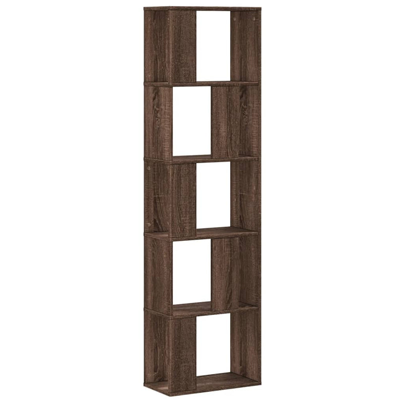 vidaXL 5 szintes barna tölgy szerelt fa könyvespolc 45x23,5x162,5 cm