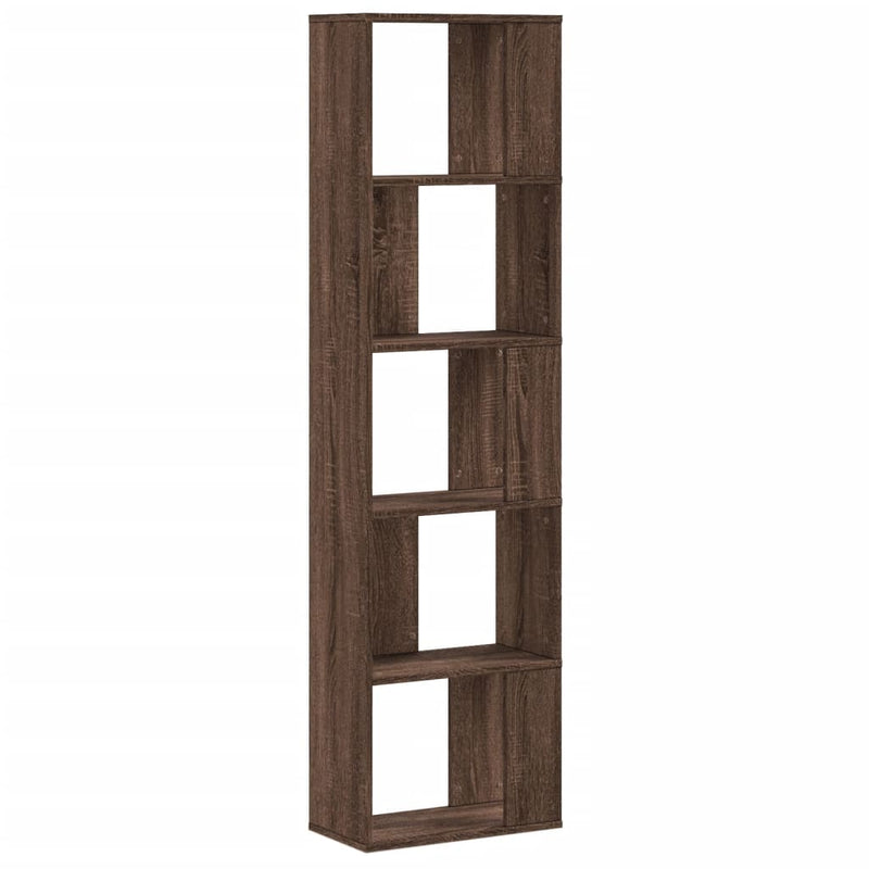vidaXL 5 szintes barna tölgy szerelt fa könyvespolc 45x23,5x162,5 cm
