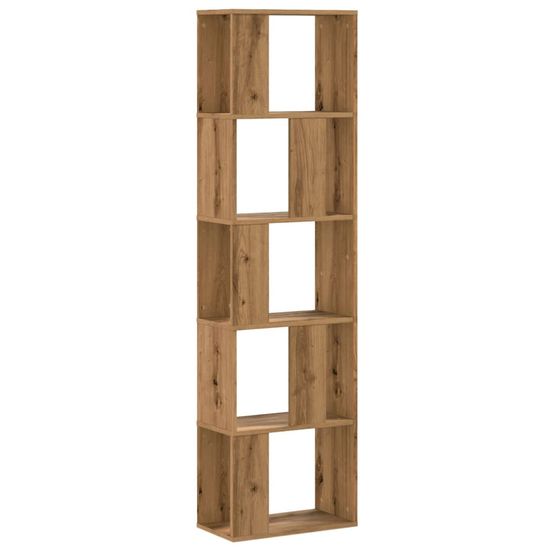 vidaXL 5 szintes kézműves tölgy színű fa könyvespolc 45x23,5x162,5 cm