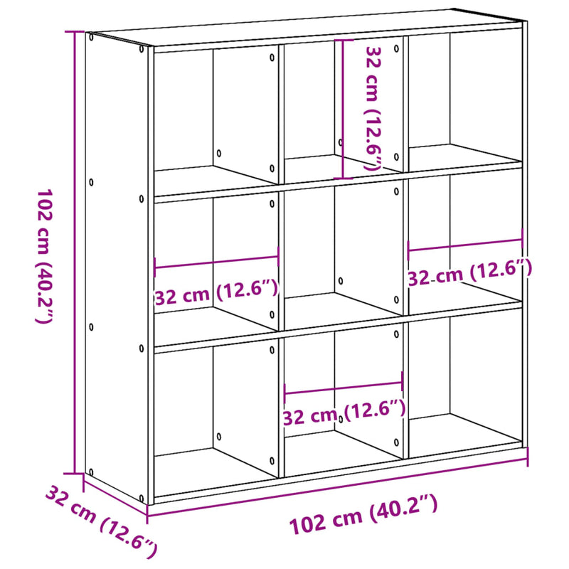 vidaXL füstös tölgy színű szerelt fa könyvespolc 102 x 32 x 102 cm