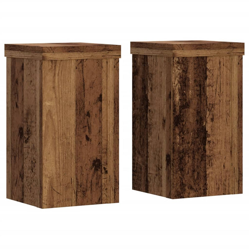 vidaXL 2 db antik fa színű szerelt fa növénytartó állvány 10x10x18 cm
