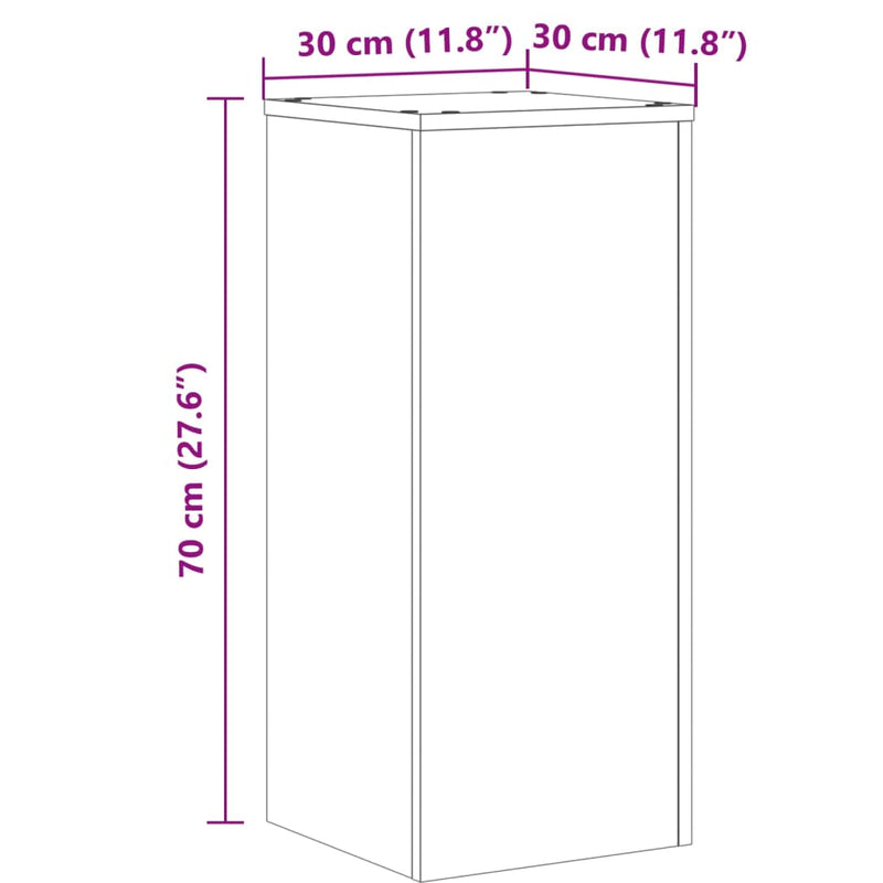 vidaXL 2 db fekete szerelt fa növénytartó állvány 30 x 30 x 70 cm
