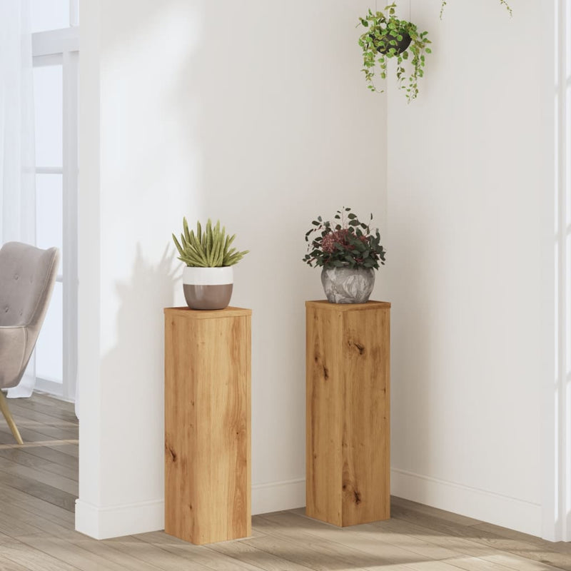 vidaXL 2 db kézműves tölgy szerelt fa növénytartó állvány 17x17x60 cm
