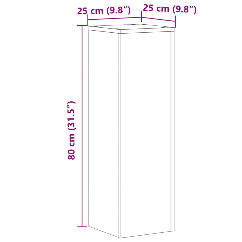 vidaXL 2 db füstös tölgy szerelt fa növénytartó állvány 25 x 25 x 80cm