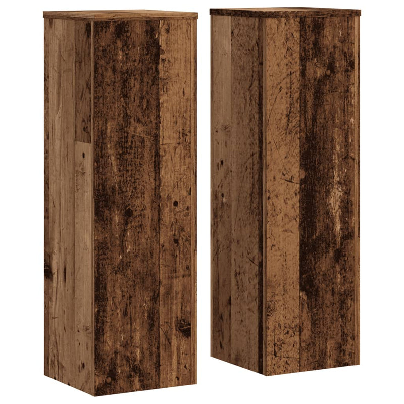 vidaXL 2 db antik fa színű szerelt fa növénytartó állvány 25x25x80 cm