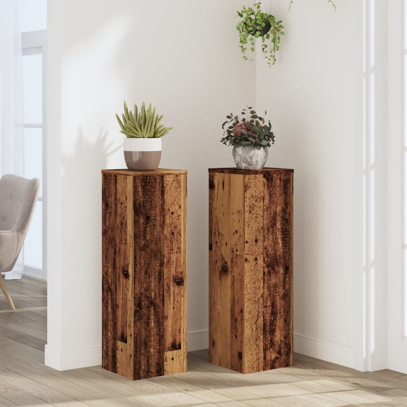 vidaXL 2 db antik fa színű szerelt fa növénytartó állvány 25x25x80 cm