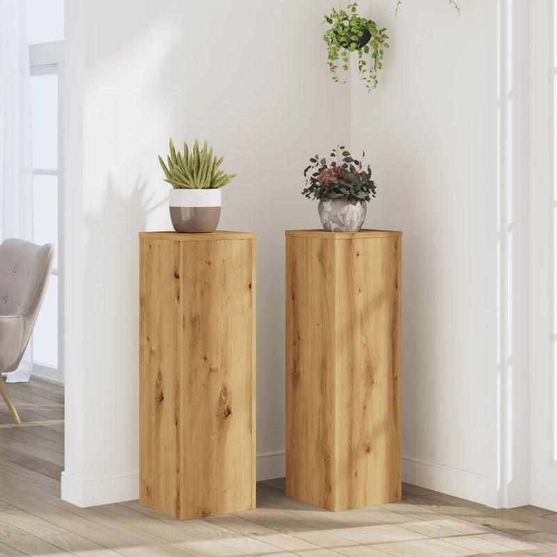 vidaXL 2 db kézműves tölgy szerelt fa növénytartó állvány 25x25x80 cm
