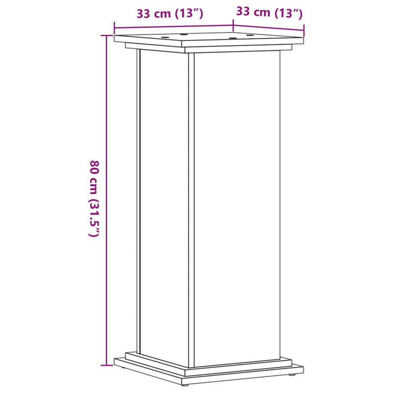 vidaXL antik fa színű szerelt fa növényállvány 33 x 33 x 80 cm