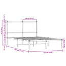 vidaXL füstös tölgy színű fém ágykeret matrac nélkül 120 x 190 cm