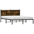 vidaXL füstös tölgy színű fém ágykeret matrac nélkül 137 x 190 cm