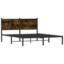 vidaXL füstös tölgy színű fém ágykeret matrac nélkül 140 x 190 cm