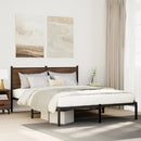 vidaXL füstös tölgy színű fém ágykeret matrac nélkül 140 x 190 cm
