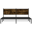vidaXL füstös tölgy színű fém ágykeret matrac nélkül 183 x 213 cm