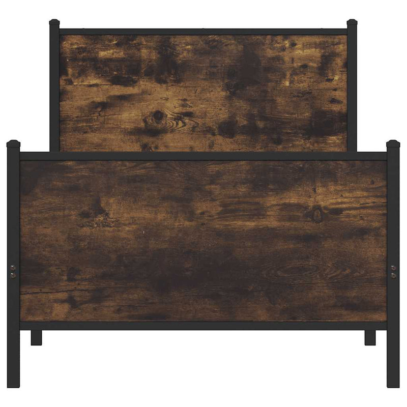 vidaXL füstös tölgy színű fém ágykeret matrac nélkül 80 x 200 cm