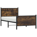 vidaXL füstös tölgy színű fém ágykeret matrac nélkül 90 x 190 cm