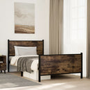 vidaXL füstös tölgy színű fém ágykeret matrac nélkül 100 x 190 cm