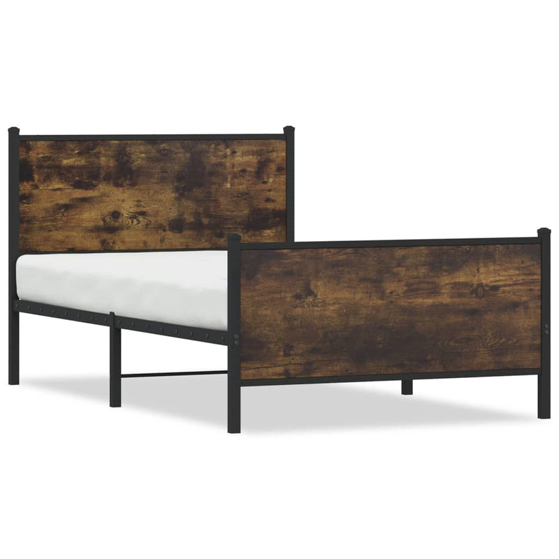 vidaXL füstös tölgy színű fém ágykeret matrac nélkül 100 x 200 cm