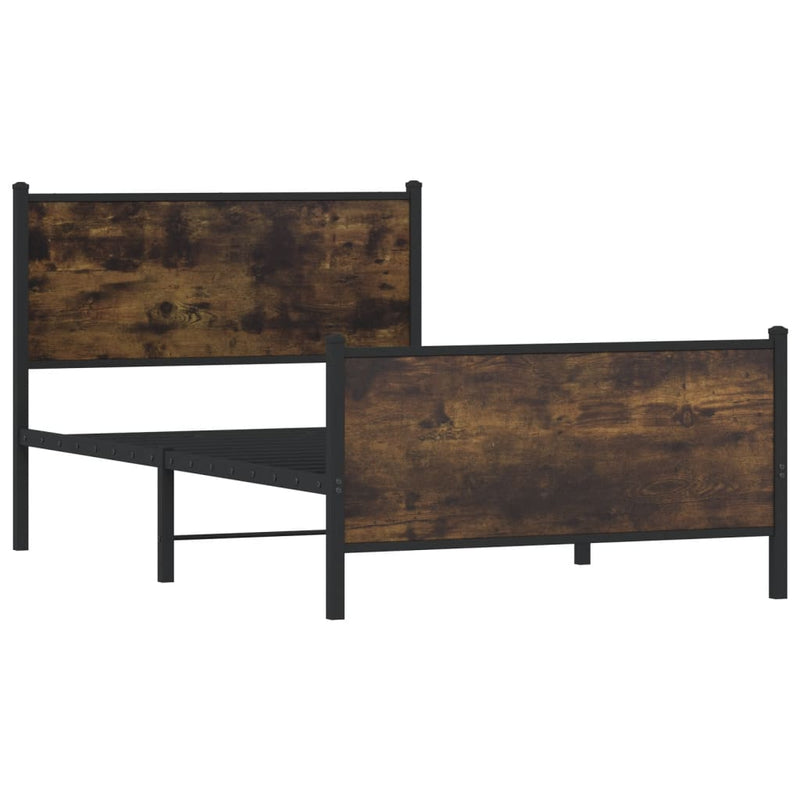 vidaXL füstös tölgy színű fém ágykeret matrac nélkül 100 x 200 cm