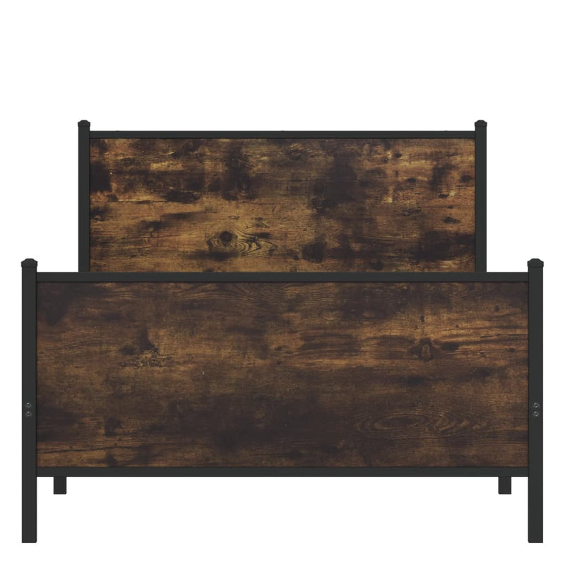vidaXL füstös tölgy színű fém ágykeret matrac nélkül 100 x 200 cm