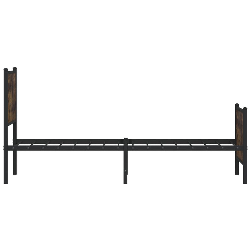 vidaXL füstös tölgy színű fém ágykeret matrac nélkül 100 x 200 cm