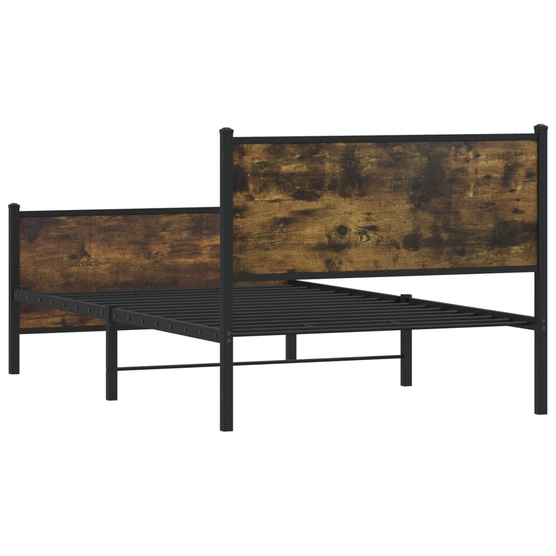 vidaXL füstös tölgy színű fém ágykeret matrac nélkül 100 x 200 cm