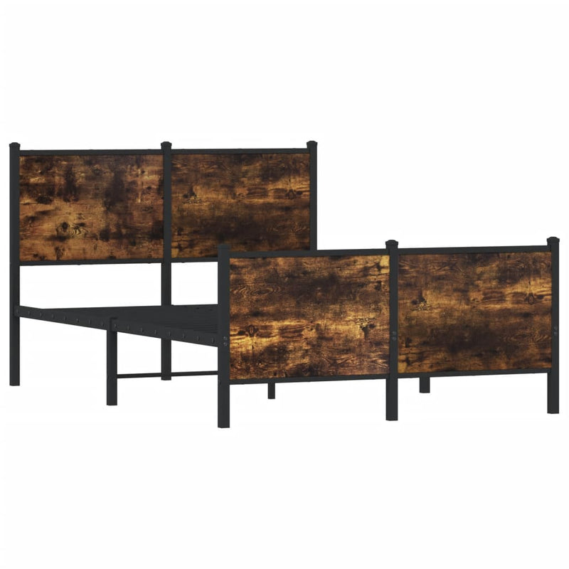 vidaXL füstös tölgy színű fém ágykeret matrac nélkül 120 x 190 cm