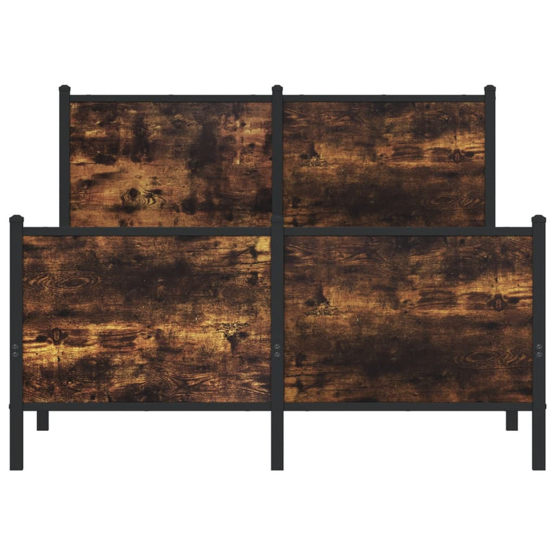vidaXL füstös tölgy színű fém ágykeret matrac nélkül 120 x 190 cm