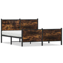 vidaXL füstös tölgy színű fém ágykeret matrac nélkül 137 x 190 cm