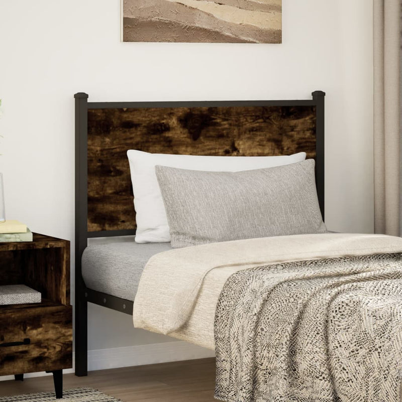vidaXL füstös tölgy színű szerelt fa és acél fejtámla 80 cm