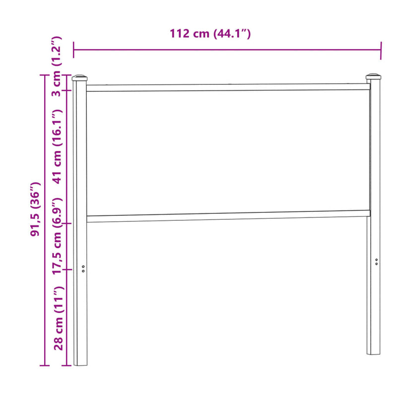 vidaXL füstös tölgy színű szerelt fa és acél fejtámla 107 cm