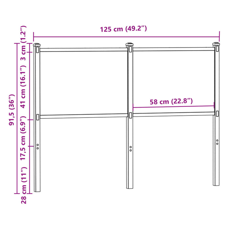 vidaXL füstös tölgy színű szerelt fa és acél fejtámla 120 cm