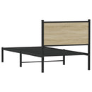 vidaXL sonoma tölgy színű fém ágykeret matrac nélkül 75 x 190 cm