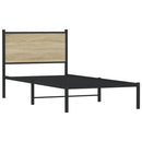 vidaXL sonoma tölgy színű fém ágykeret matrac nélkül 90 x 190 cm
