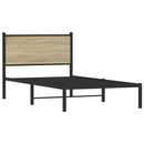 vidaXL sonoma tölgy színű fém ágykeret matrac nélkül 100 x 200 cm