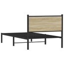 vidaXL sonoma tölgy színű fém ágykeret matrac nélkül 107 x 203 cm