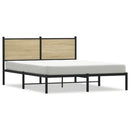 vidaXL sonoma tölgy színű fém ágykeret matrac nélkül 137 x 190 cm
