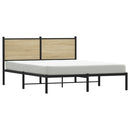 vidaXL sonoma tölgy színű fém ágykeret matrac nélkül 137 x 190 cm